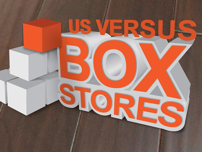 us vs box stores graphic from B & B Floor Co in Springfield, VA